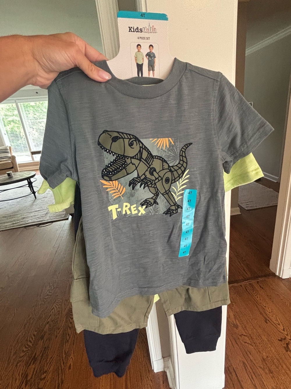 Kids Headquarters Gray T‑Rex Graphic Tee with Yellow Accents - NWT